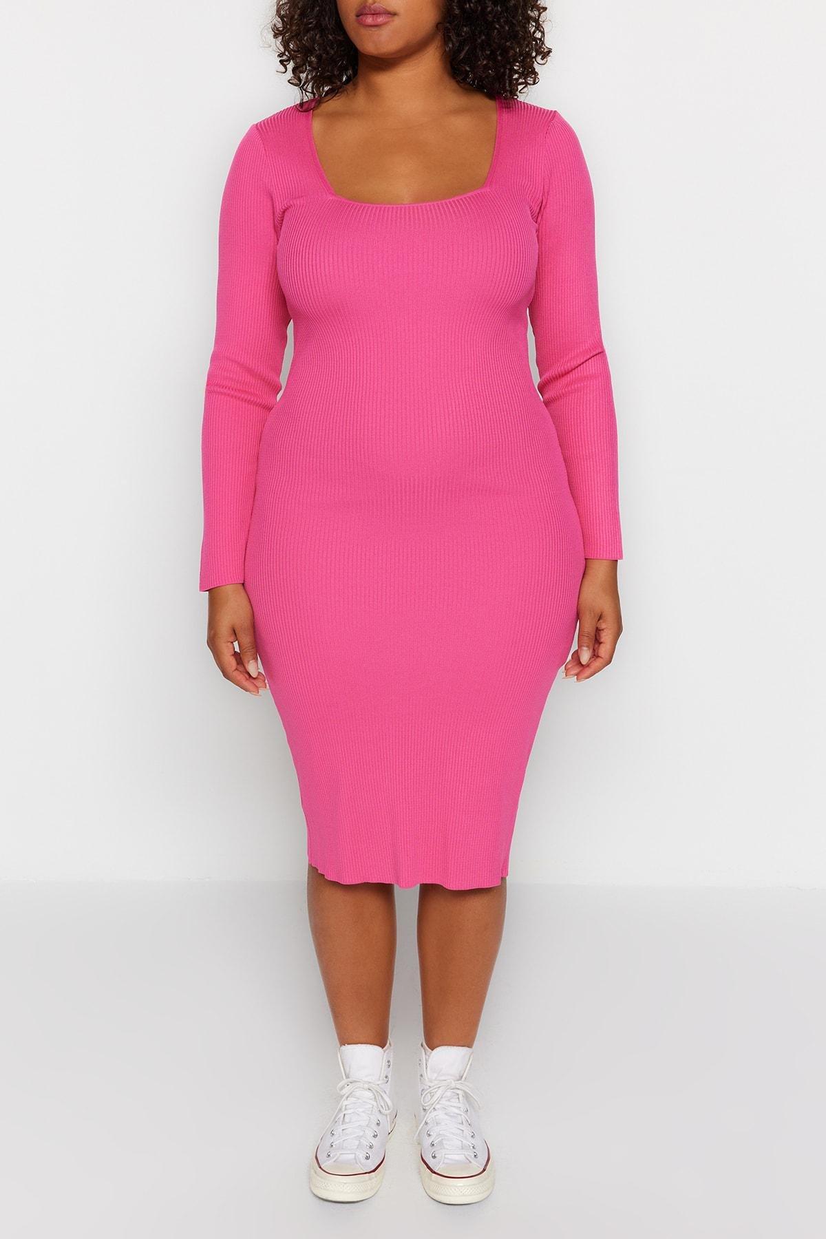 Pink Bodycon Plus Size Dress, , large image number 3