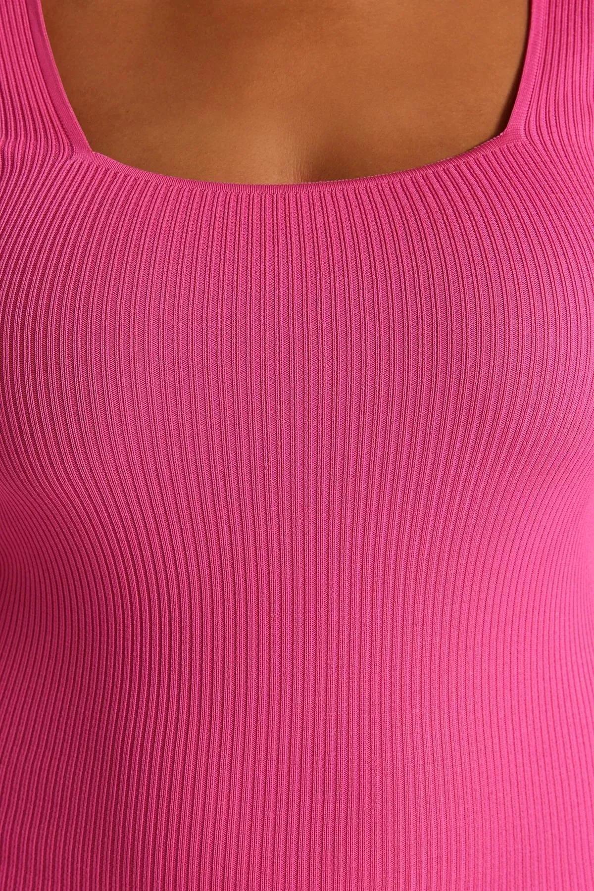 Pink Bodycon Plus Size Dress, Fuchsia, large image number 4