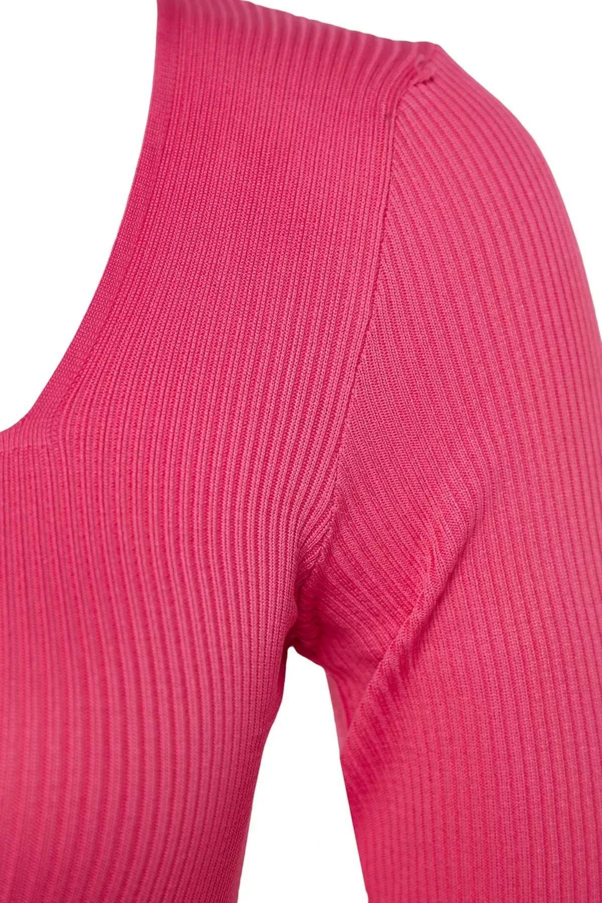 Pink Bodycon Plus Size Dress, Fuchsia, large image number 6