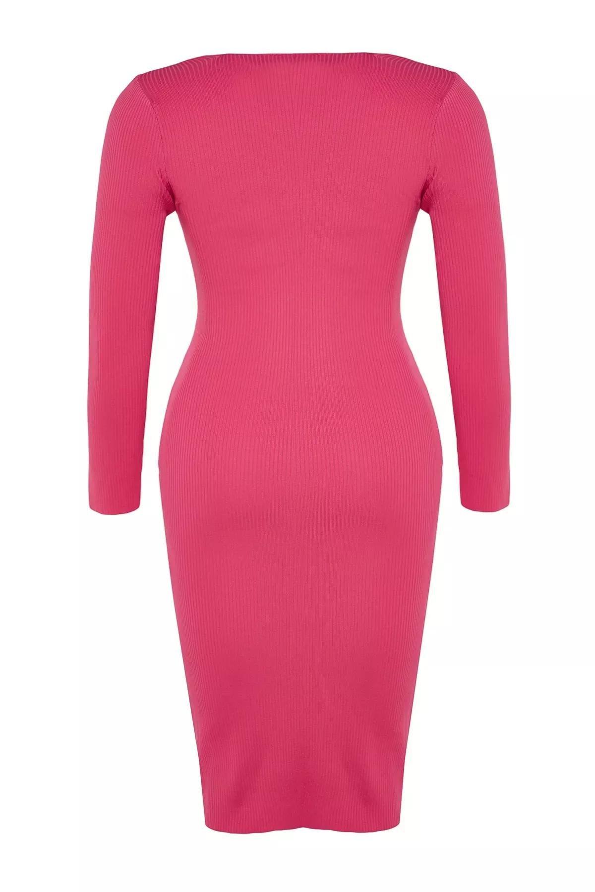 Pink Bodycon Plus Size Dress, Fuchsia, large image number 7