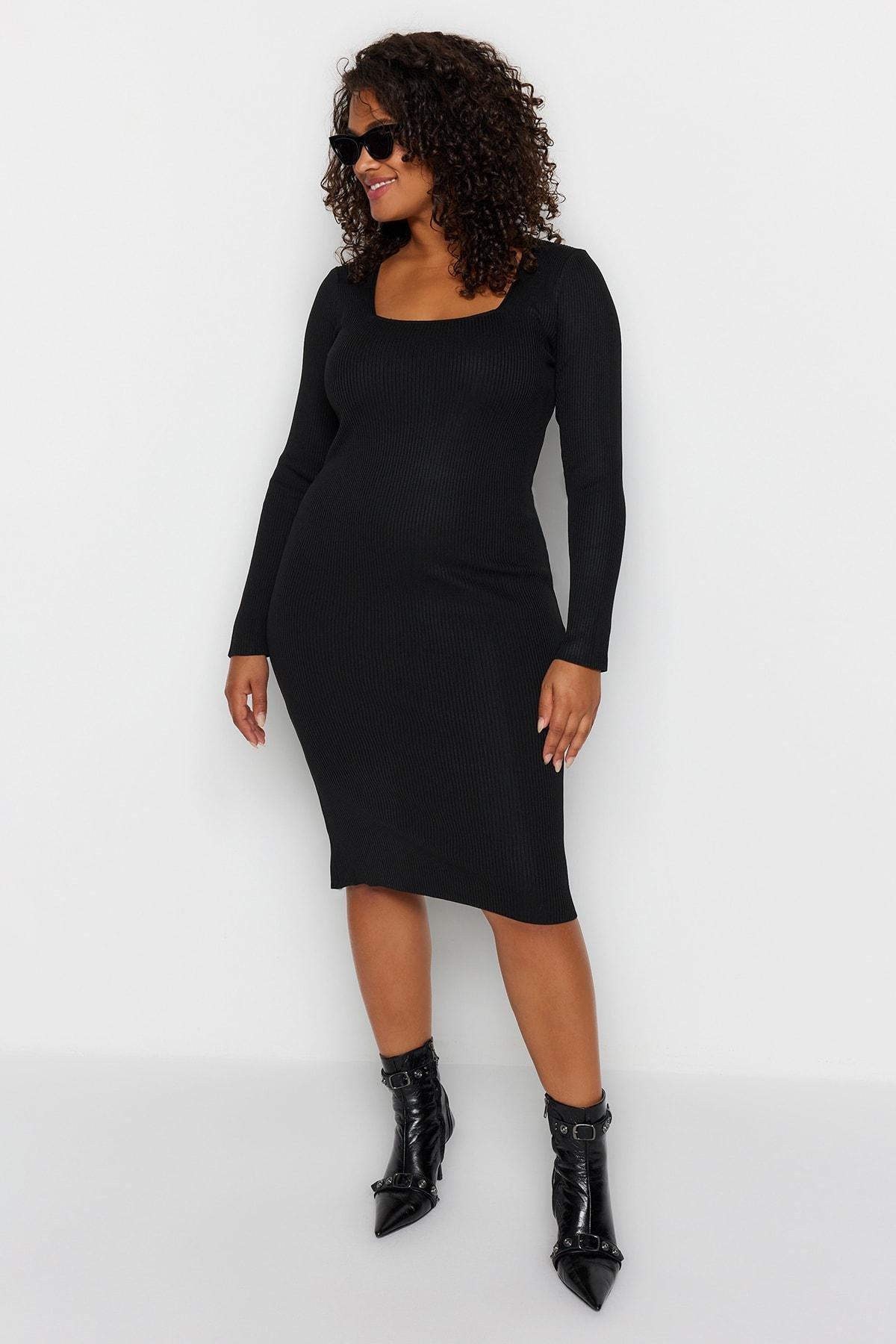 Black Bodycon Plus Size Dress, , large image number 1