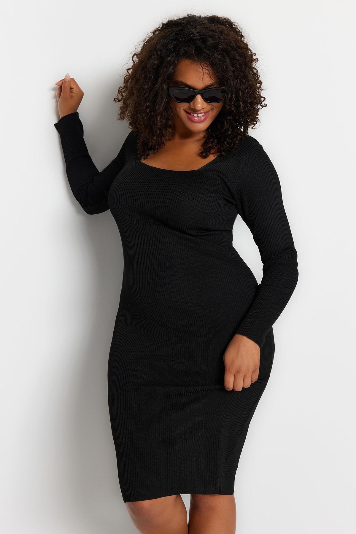 Black Bodycon Plus Size Dress, , large image number 2