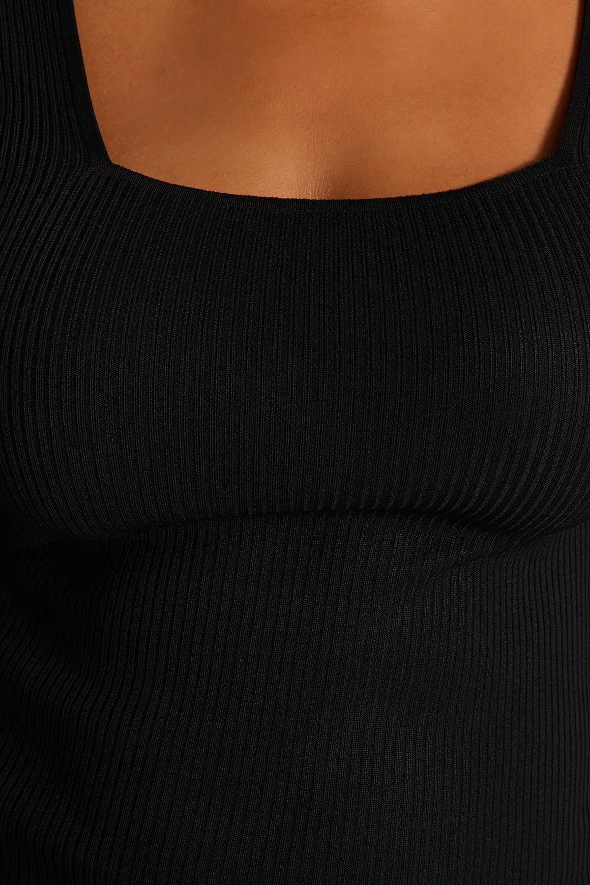 Black Bodycon Plus Size Dress, BLACK, large image number 4