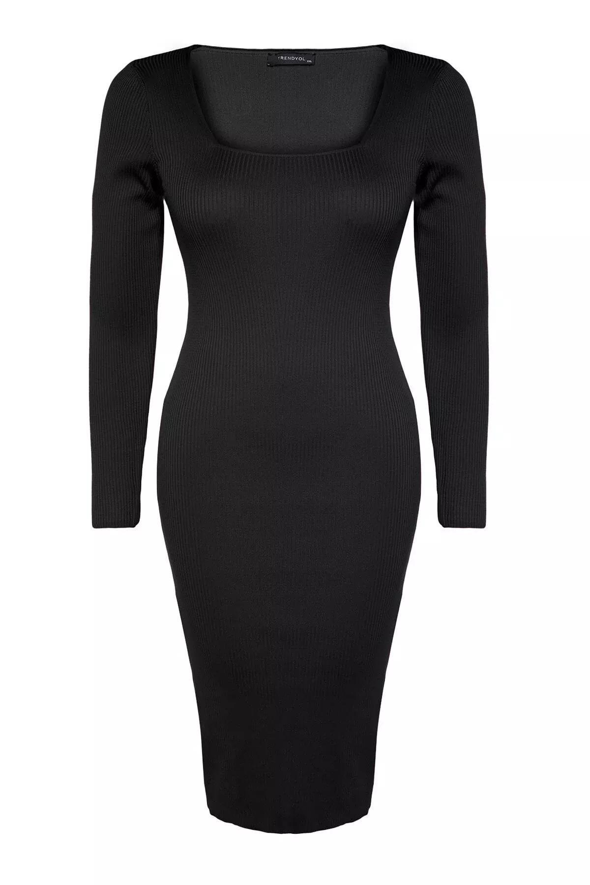 Black Bodycon Plus Size Dress, BLACK, large image number 5