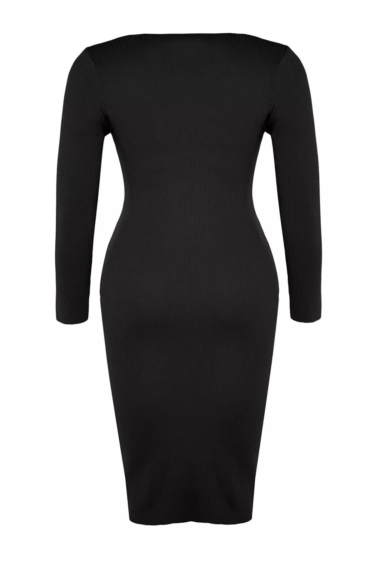 Black Bodycon Plus Size Dress, BLACK, large image number 7