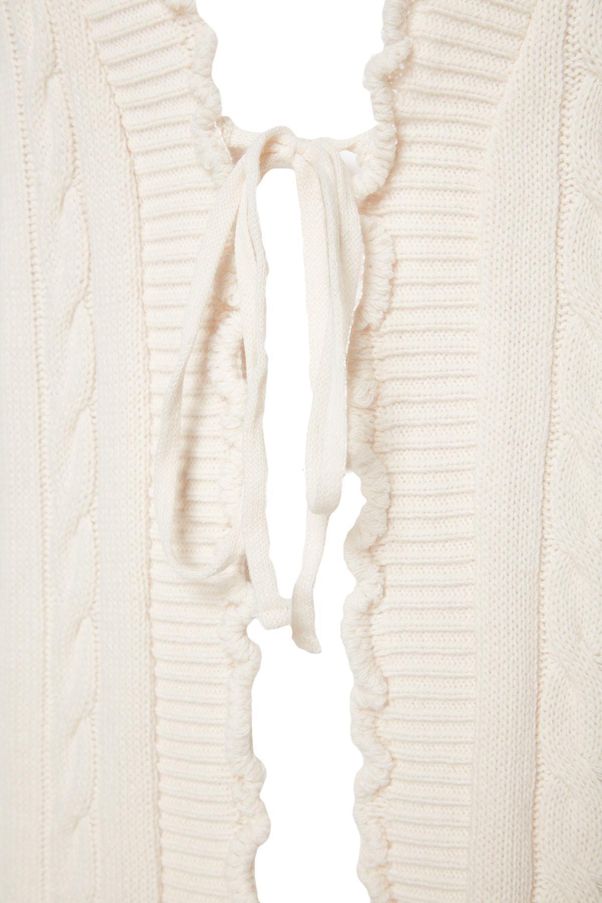 Cream Knitted Plus Size Cardigan, , large image number 5