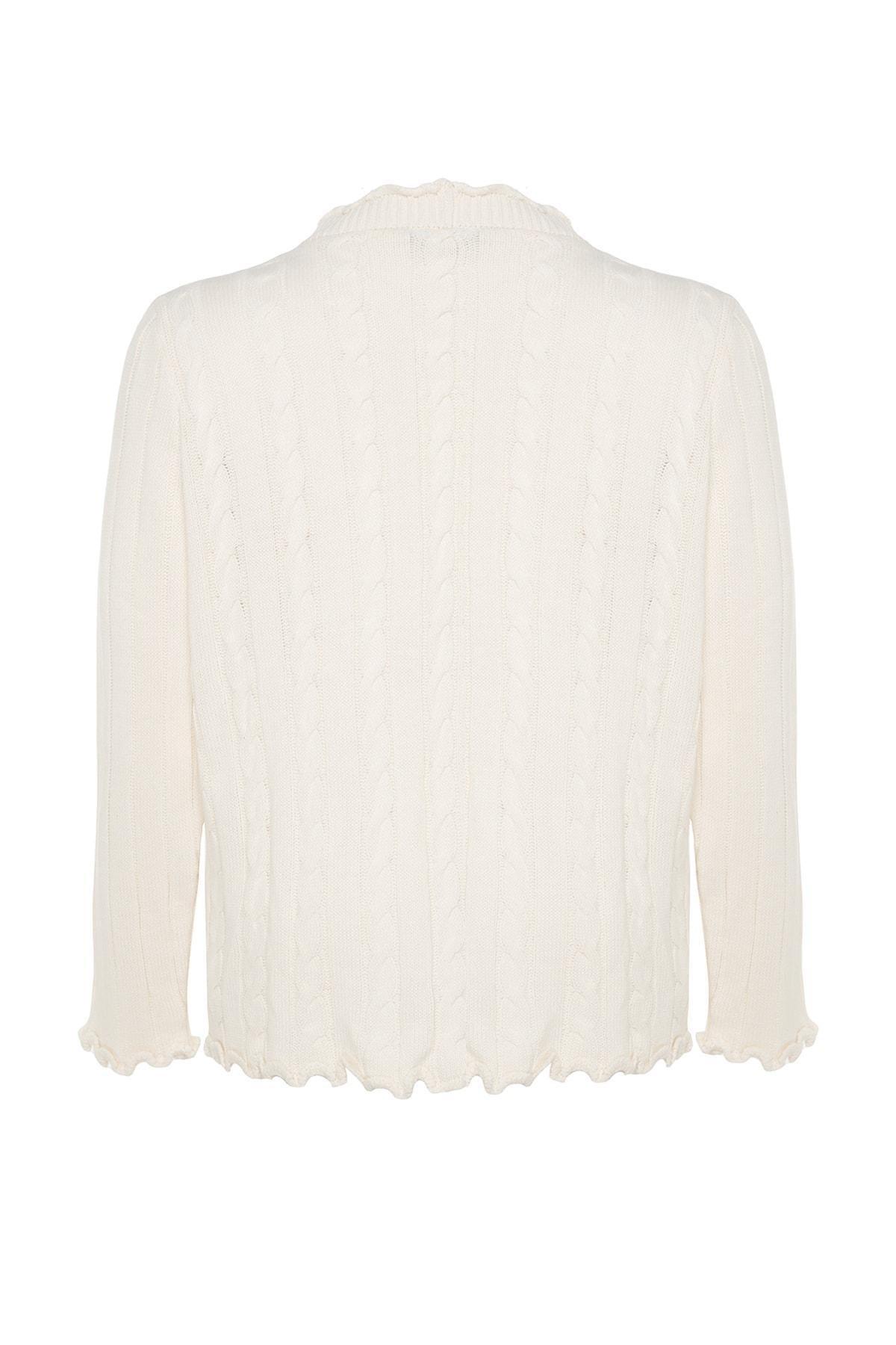 Cream Knitted Plus Size Cardigan, , large image number 6