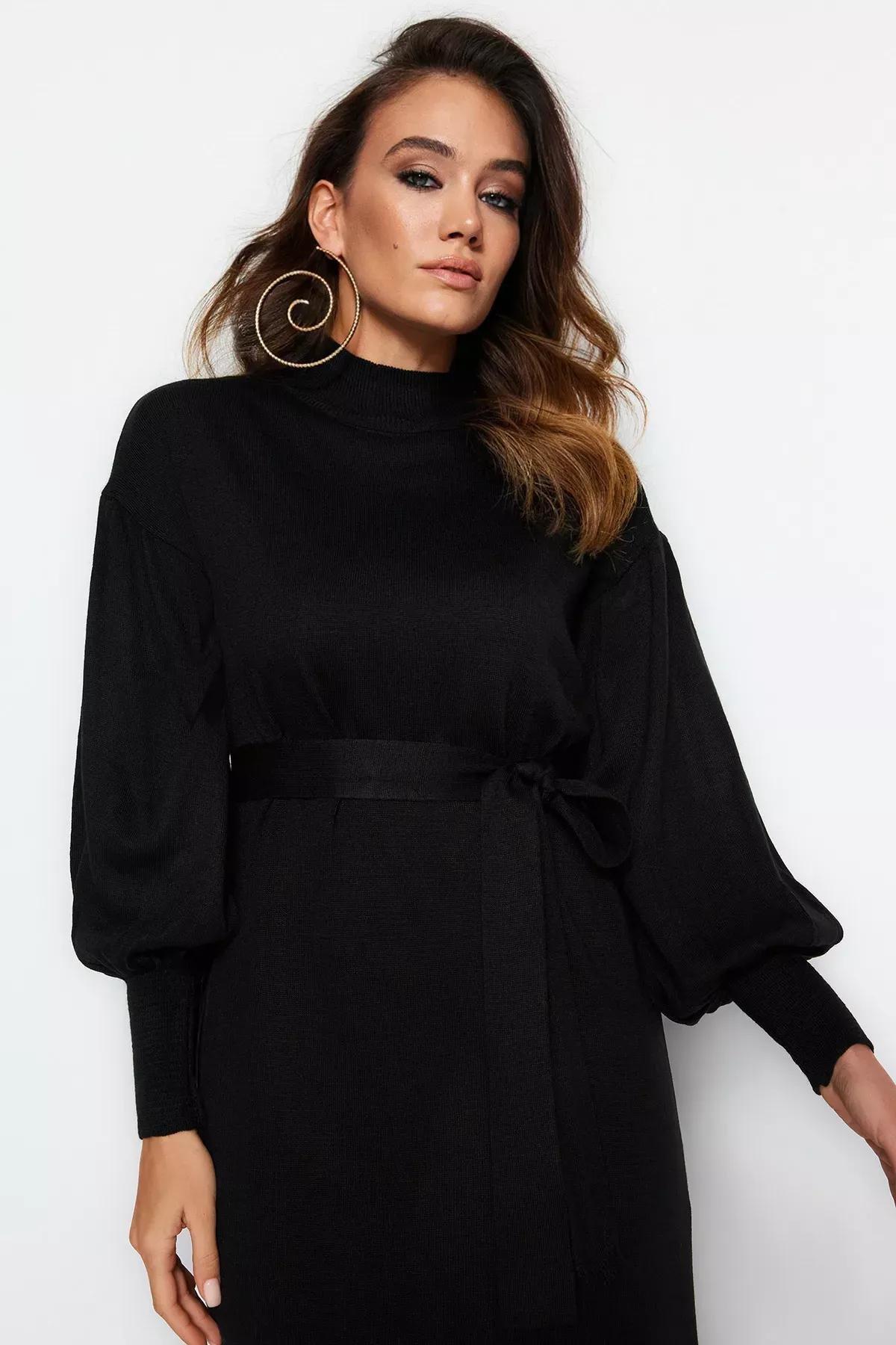 Black Basic Dress, BLACK, large image number 2