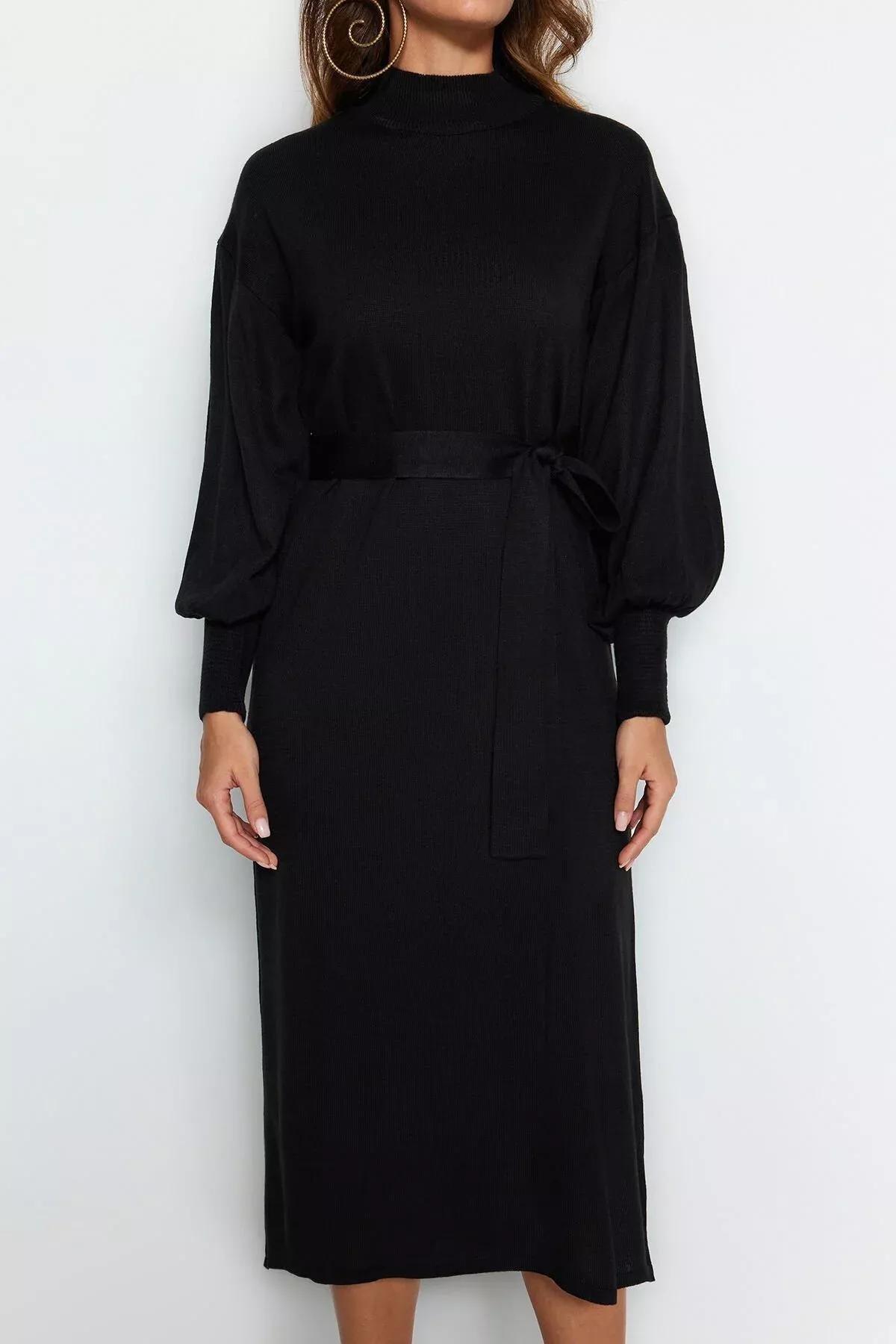 Black Basic Dress, BLACK, large image number 4