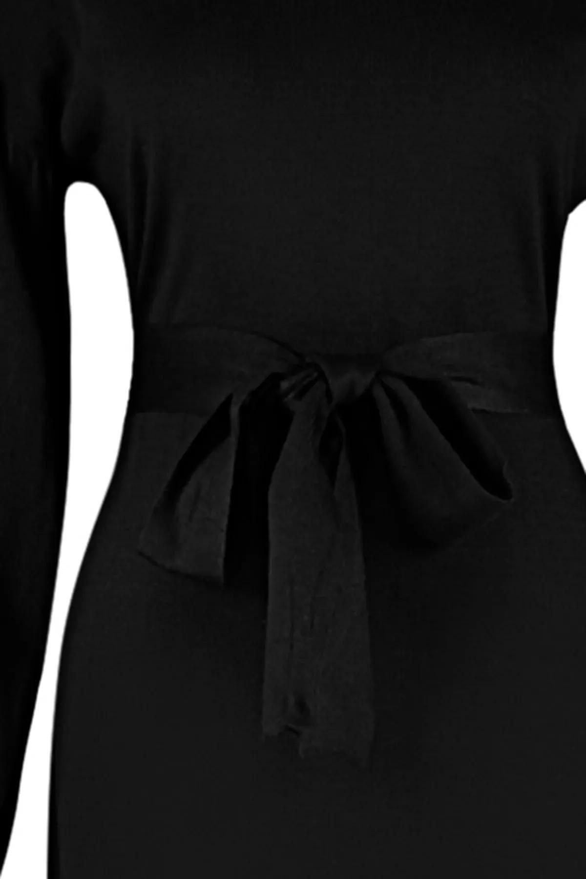 Black Basic Dress, BLACK, large image number 6