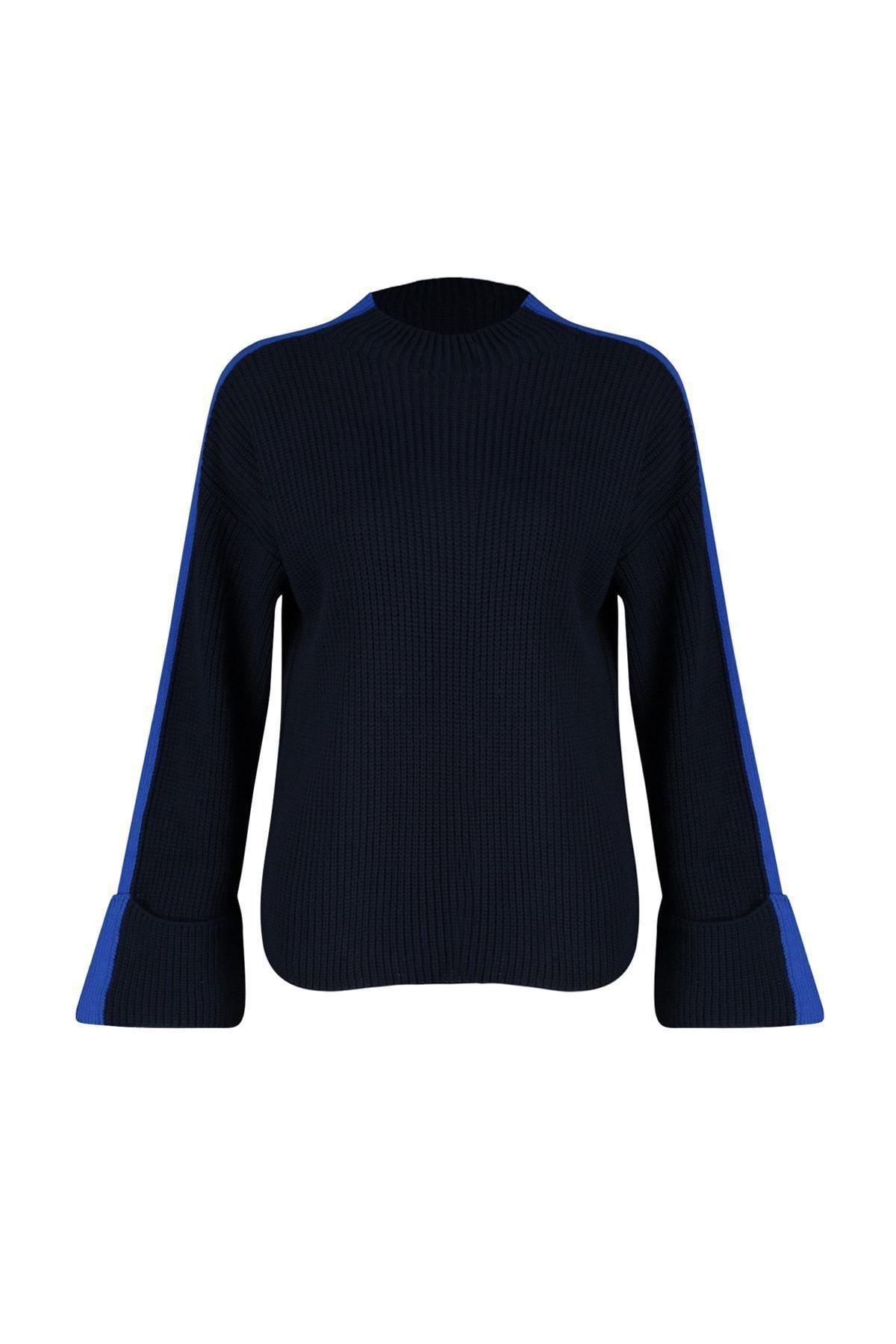 Navy Oversize Off-Shoulder Sweater, , large image number 5