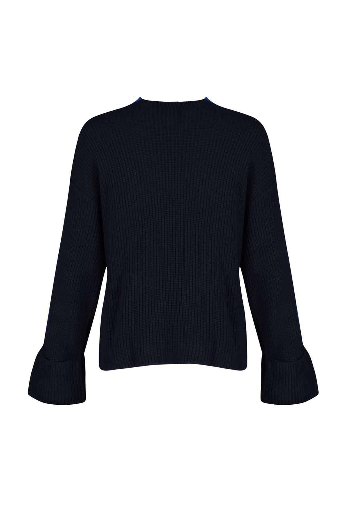 Navy Oversize Off-Shoulder Sweater, , large image number 6