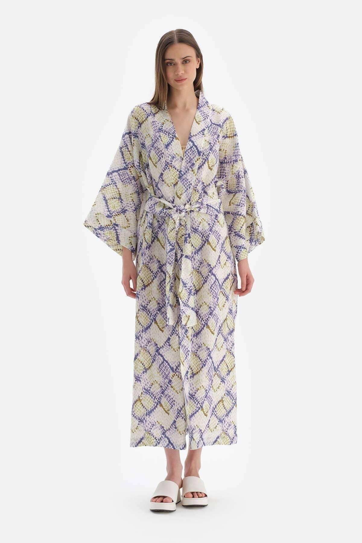 Dagi - Multicolour Linen Long Kimono
