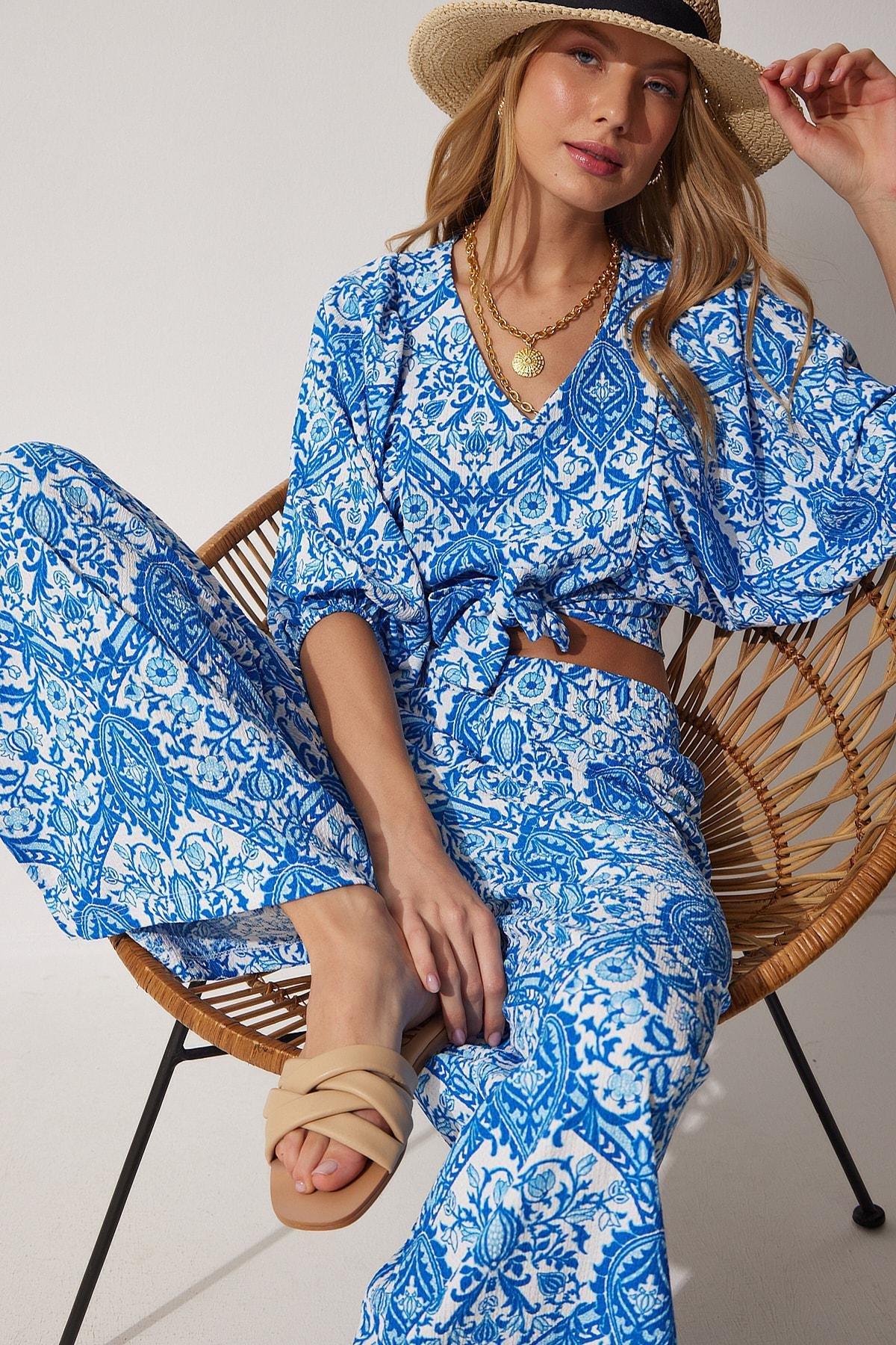 Blue Patterned Co-Ord Set, , large image number 0