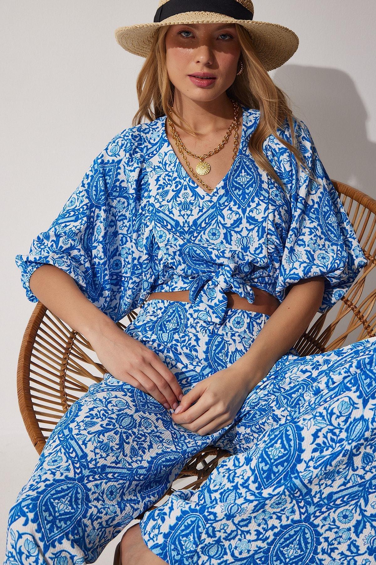 Blue Patterned Co-Ord Set, , large image number 1