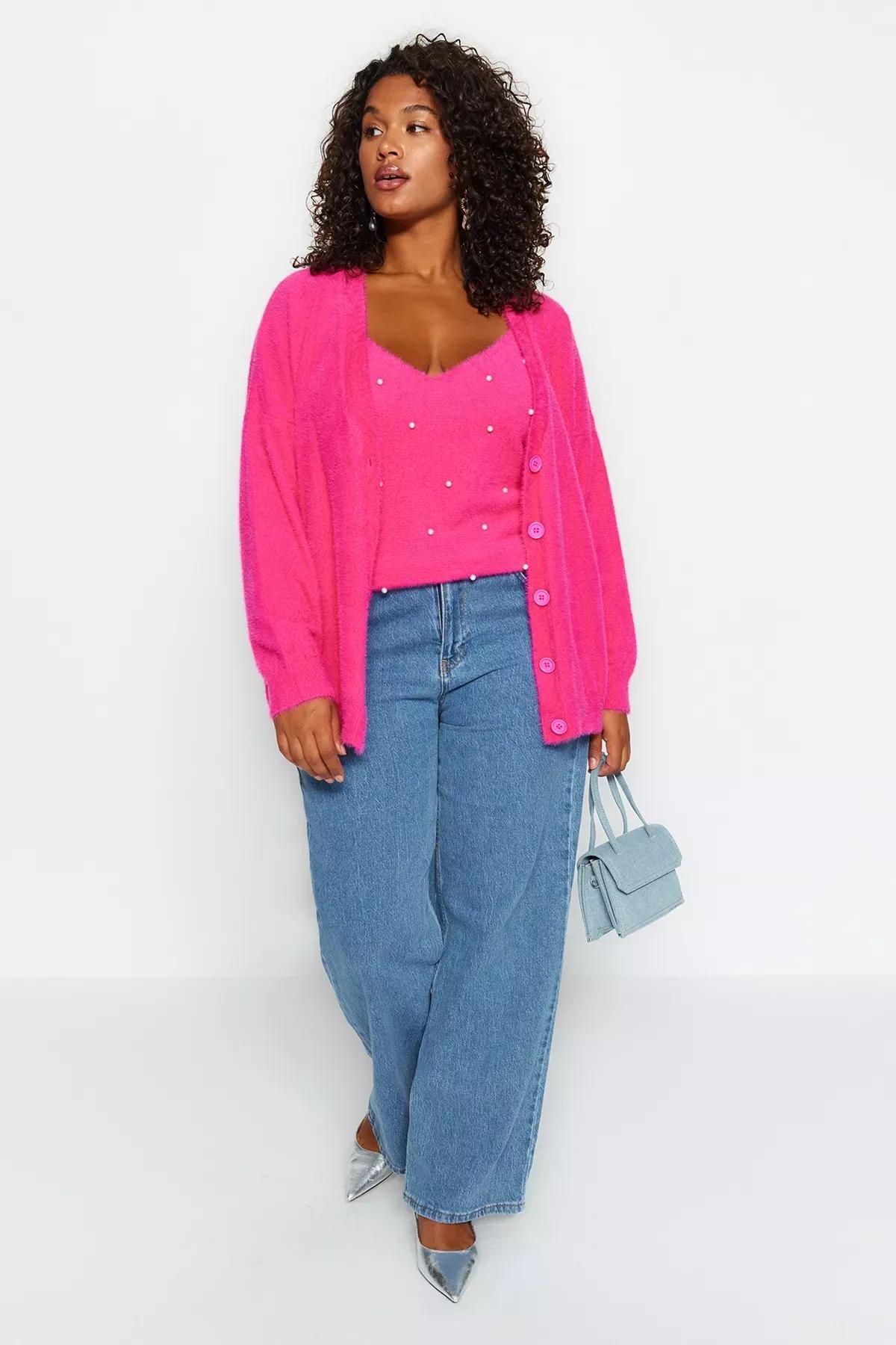 Pink Detailed Knitted Blouse, Pink, large image number 0