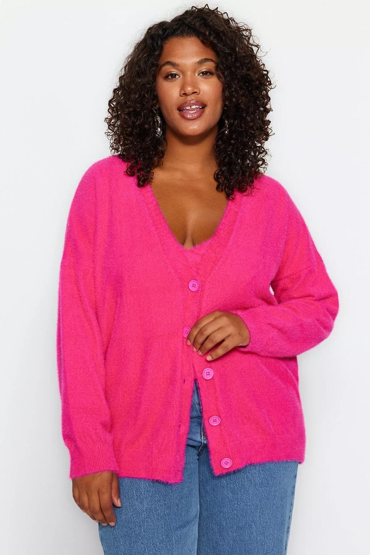 Pink Detailed Knitted Blouse, Pink, large image number 2