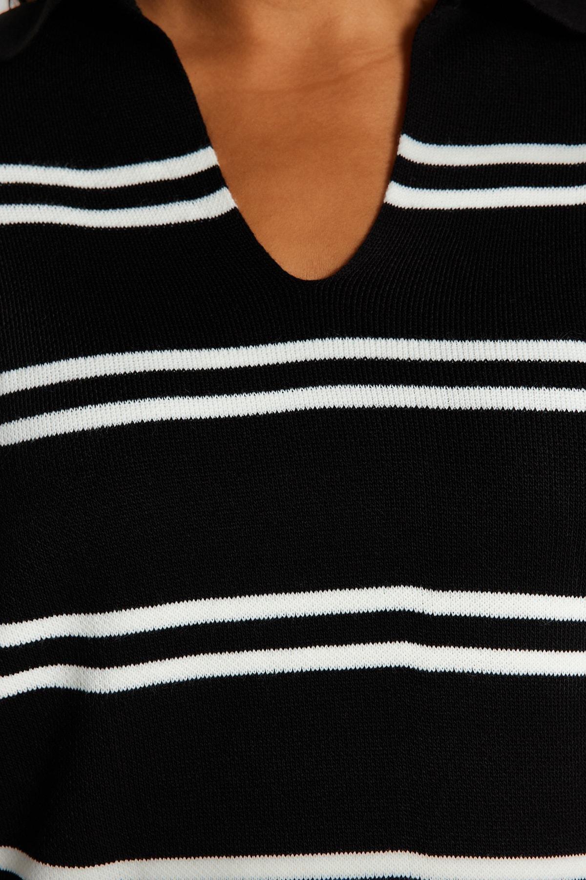 سترة مخططة للمقاسات الكبيرة، أسود 
, , large image number 4