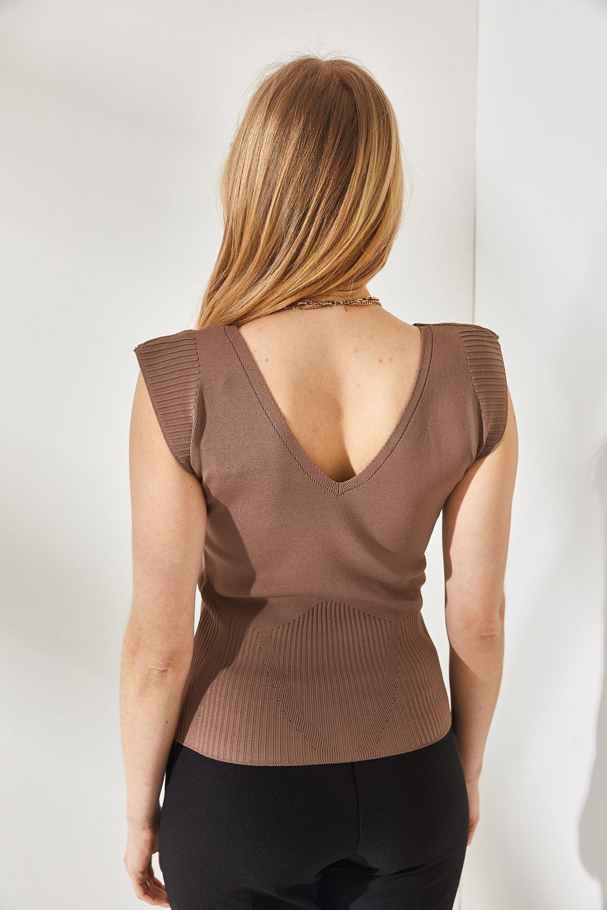 Brown Slim Blouse, Soil, large image number 4