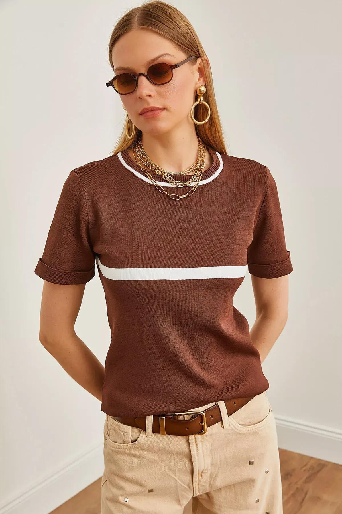 Brown Knit Blouse, BITTER COFFEE, large image number 0
