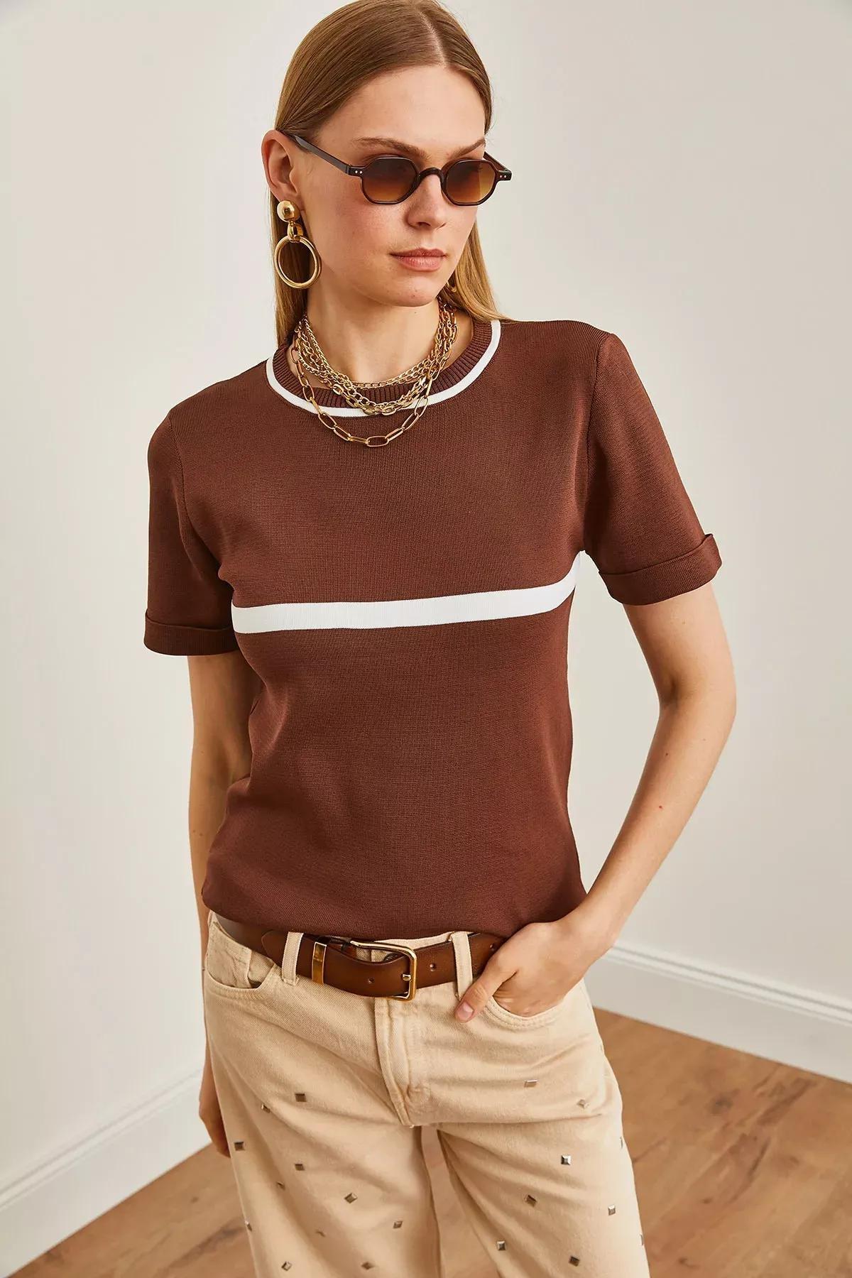 Brown Knit Blouse, BITTER COFFEE, large image number 2