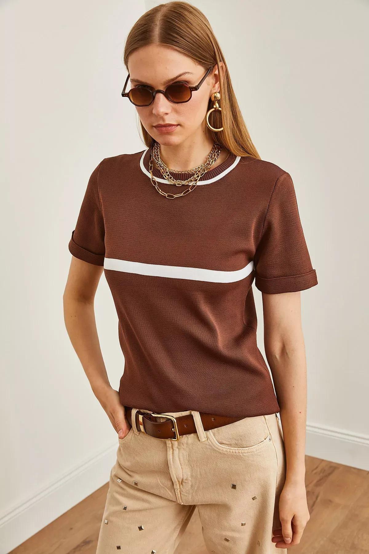 Brown Knit Blouse, BITTER COFFEE, large image number 3