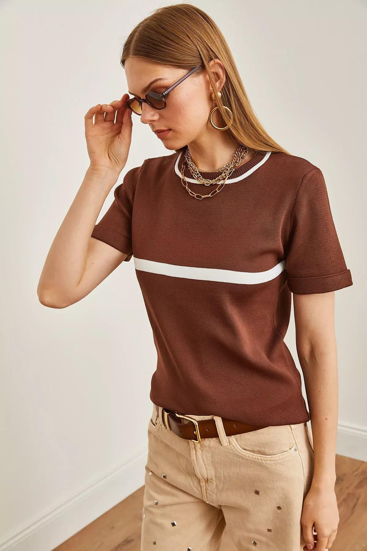 Brown Knit Blouse, BITTER COFFEE, large image number 4