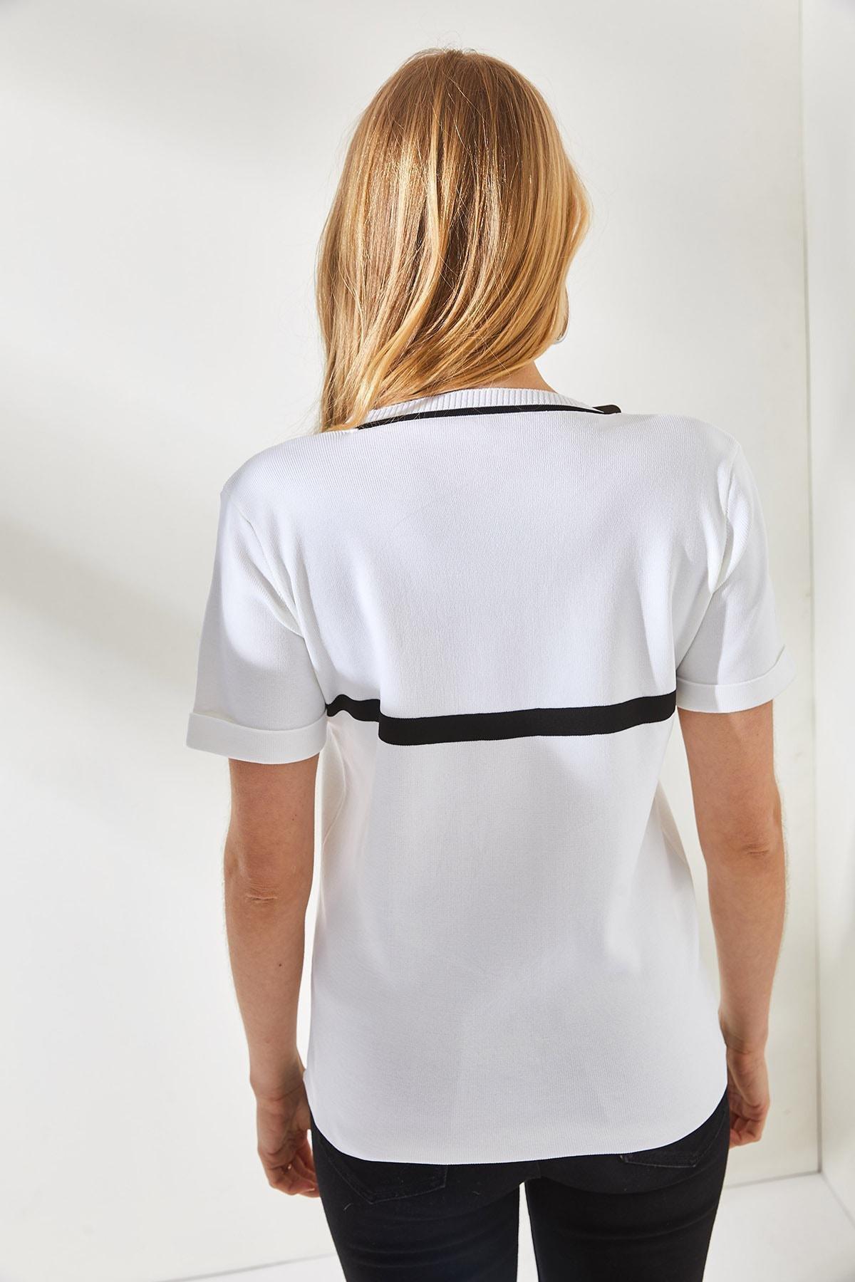 White Crew Neck Blouse, White, large image number 3
