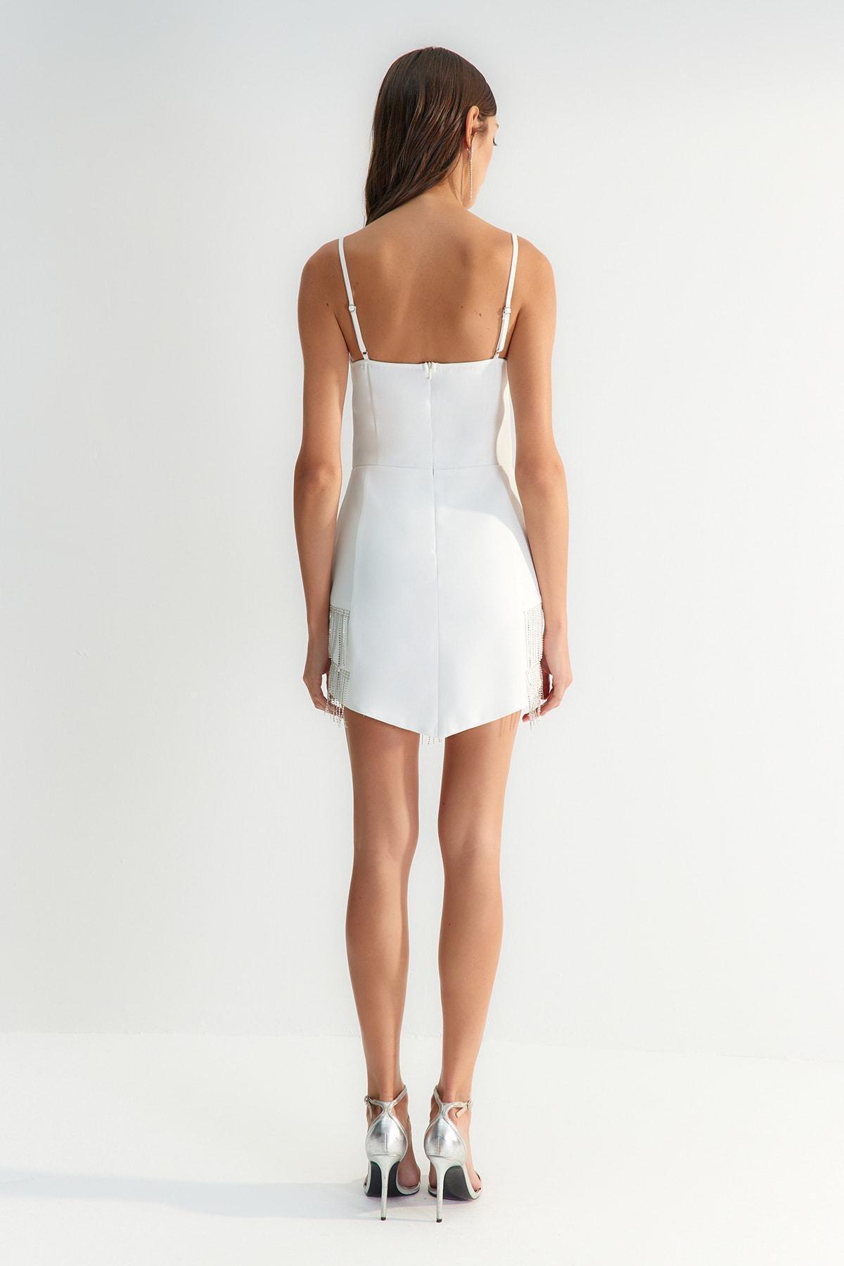 White Square Collar Bodycon Dress, , large image number 5