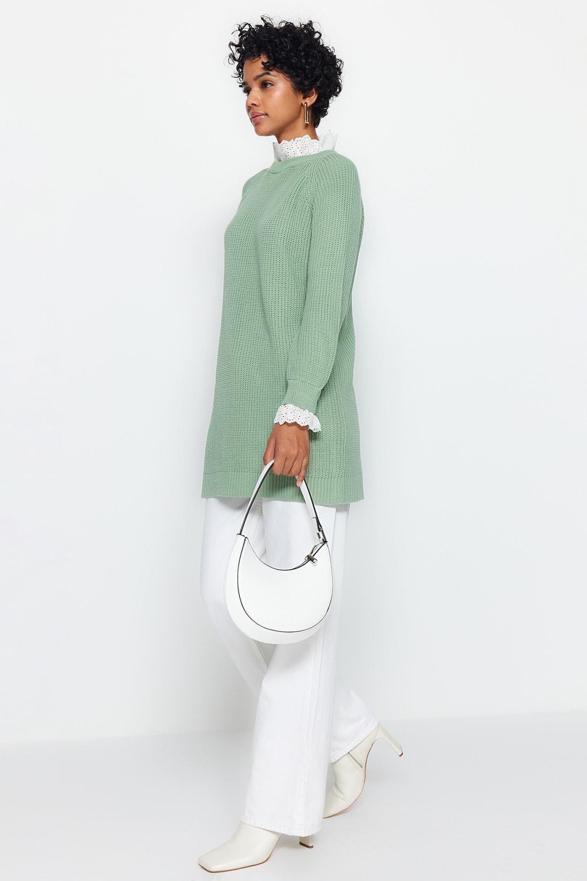 Green Off-Shoulder Sweater, Mint, large image number 2