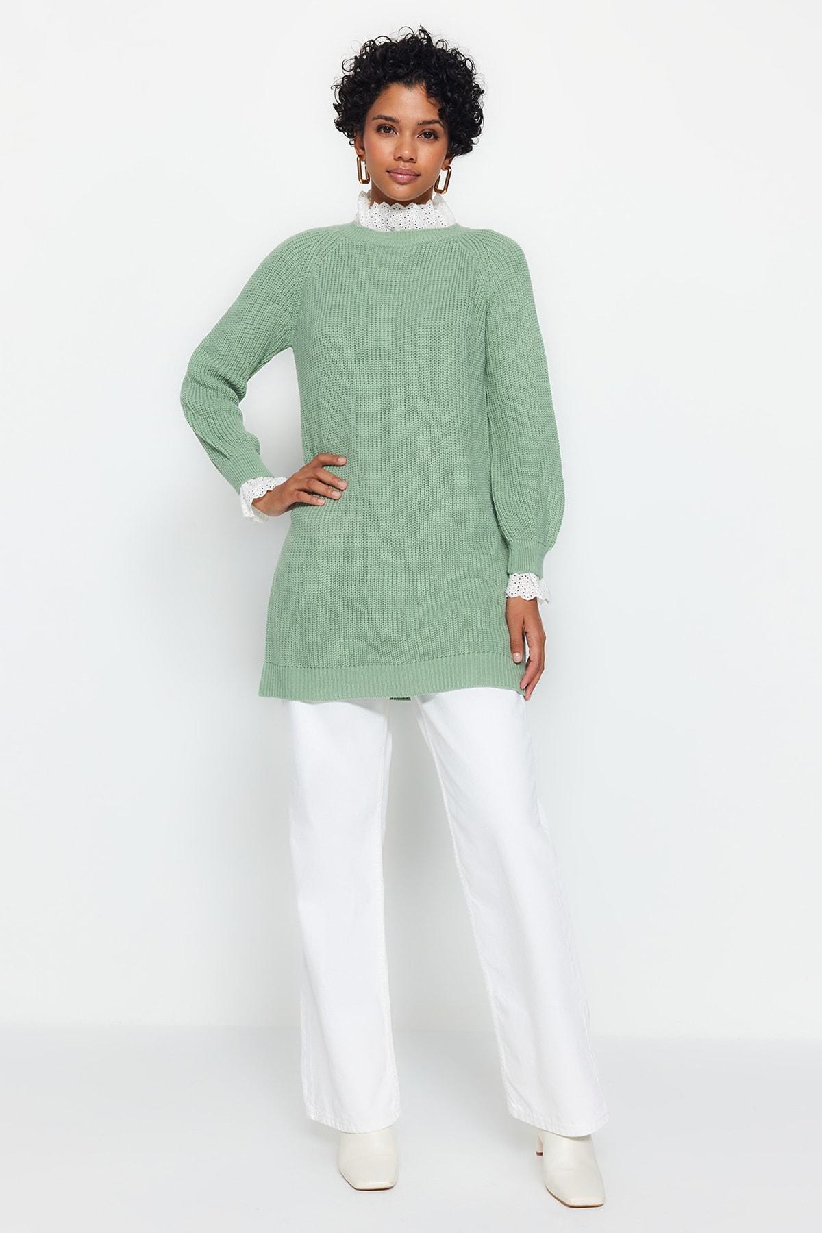 Green Off-Shoulder Sweater, Mint, large image number 3