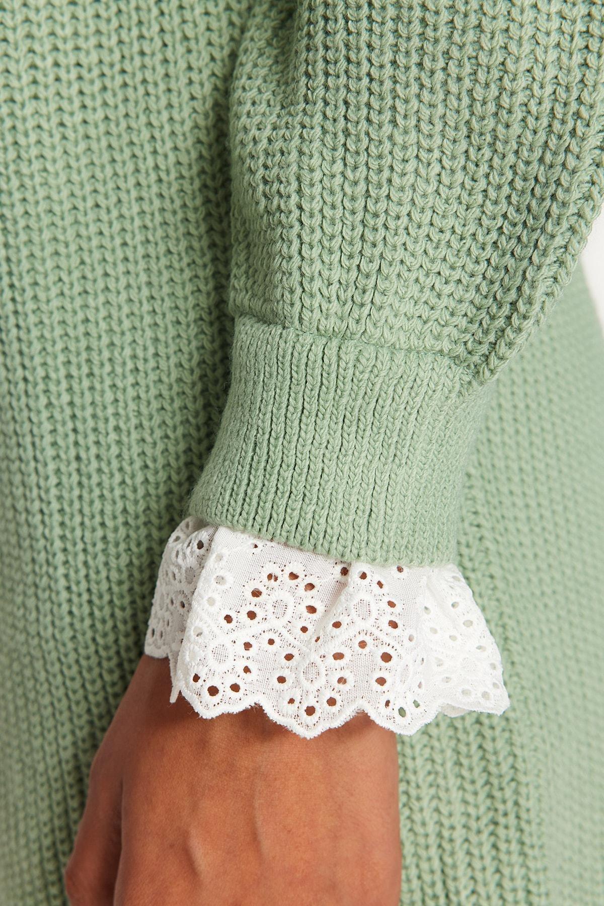 Green Off-Shoulder Sweater, Mint, large image number 4