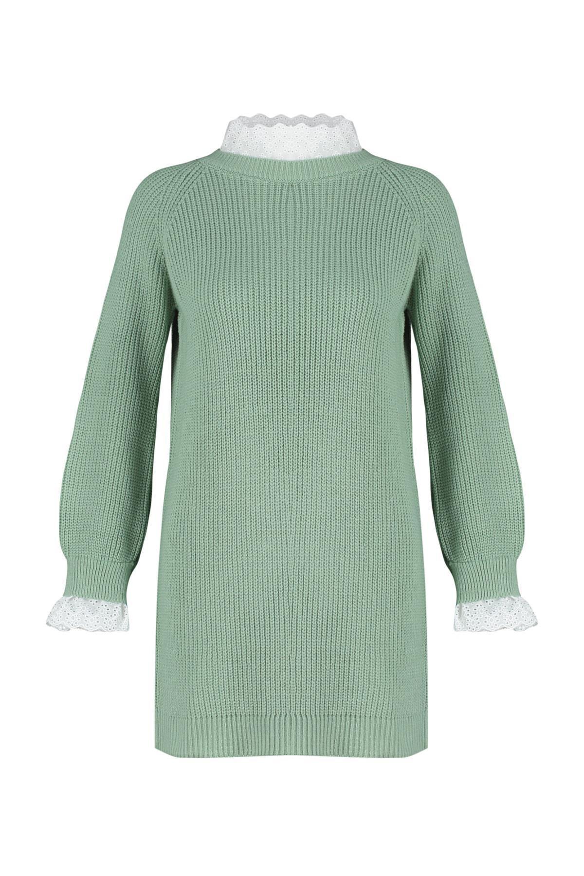 Green Off-Shoulder Sweater, Mint, large image number 6