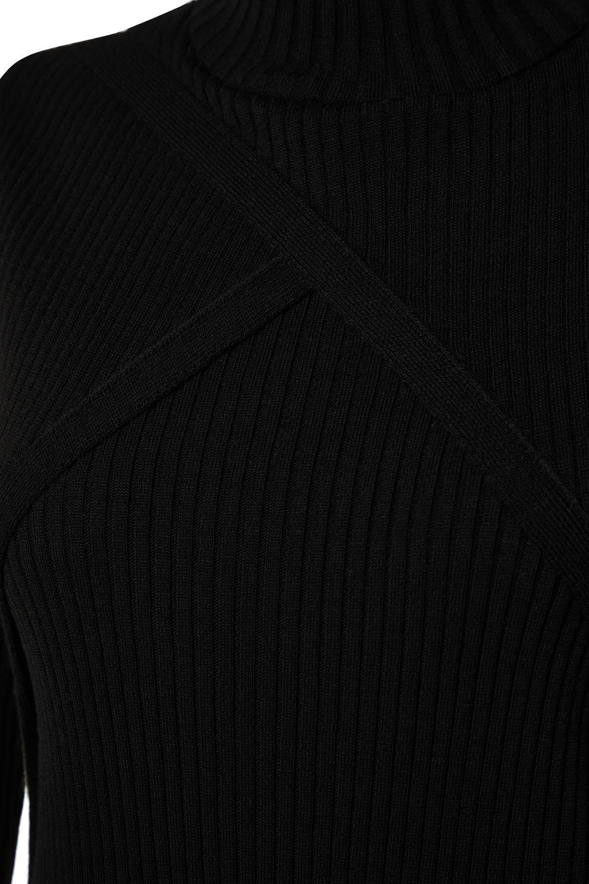 Black Ribbed Sweater Midi Dress, , large image number 6