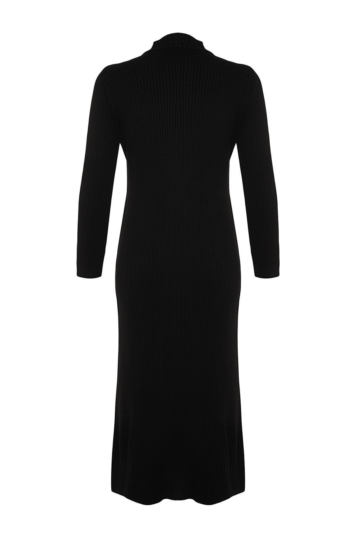 Black Ribbed Sweater Midi Dress, , large image number 7