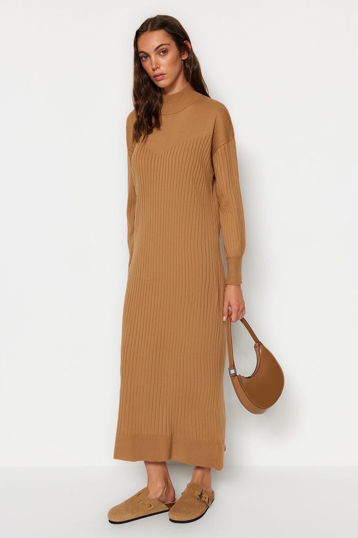 Ribbed Sweater Casual Midi Dress, , large image number 1