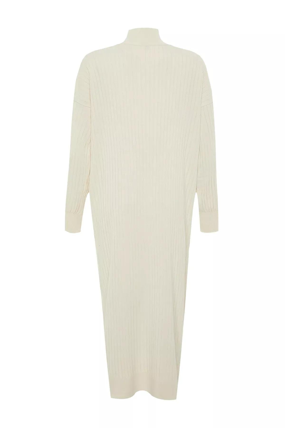 Ribbed Sweater Maxi Dress, STONE, large image number 6