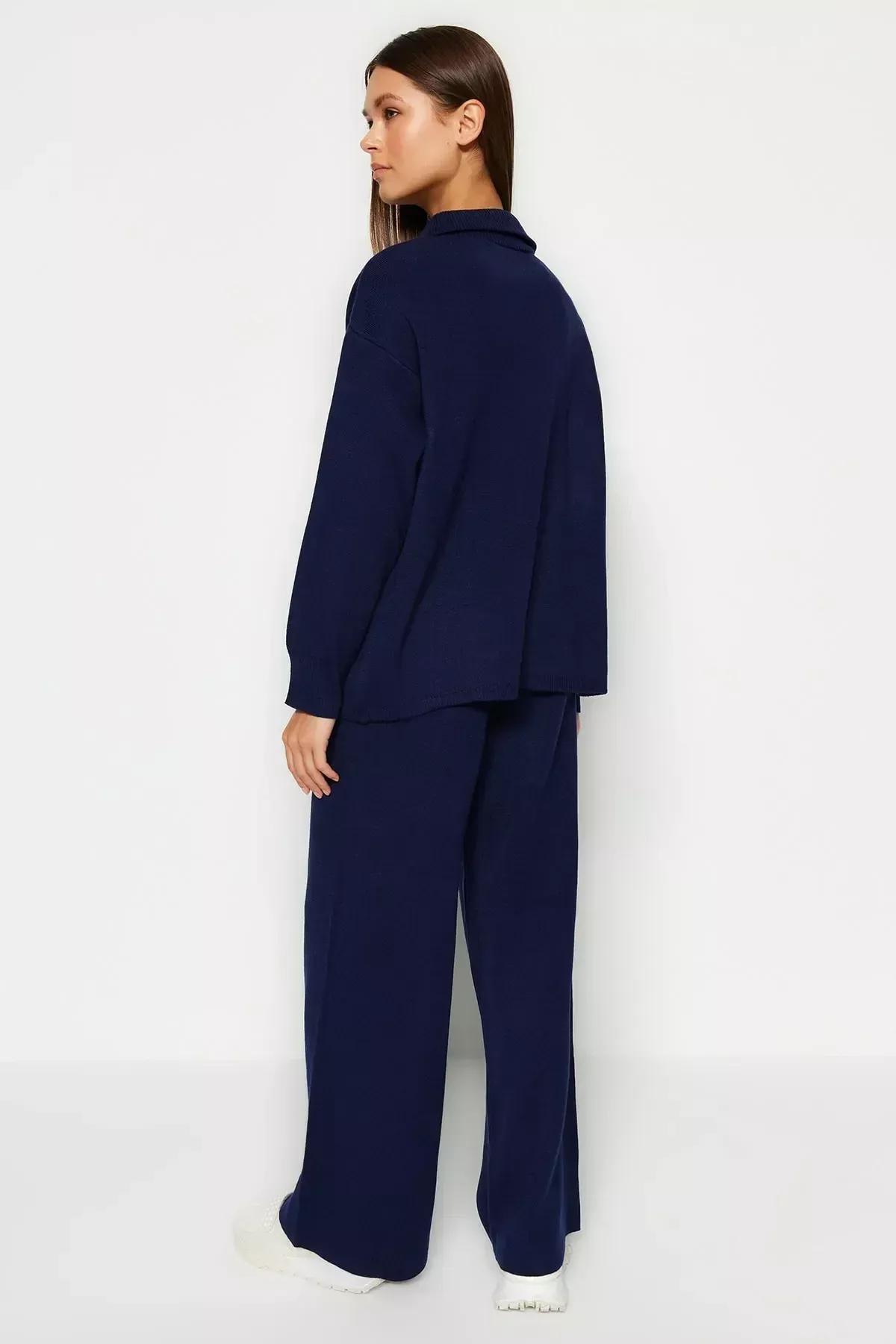 Navy Oversize Off-Shoulder Co-Ord Set, Navy blue, large image number 5