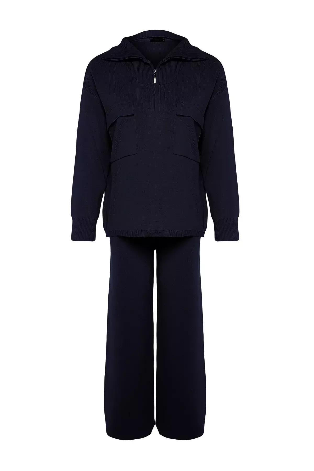 طقم متناسق من بلوزة مكشوفة الكتفين بقصة فضفاضة، كحلي, Navy blue, large image number 6