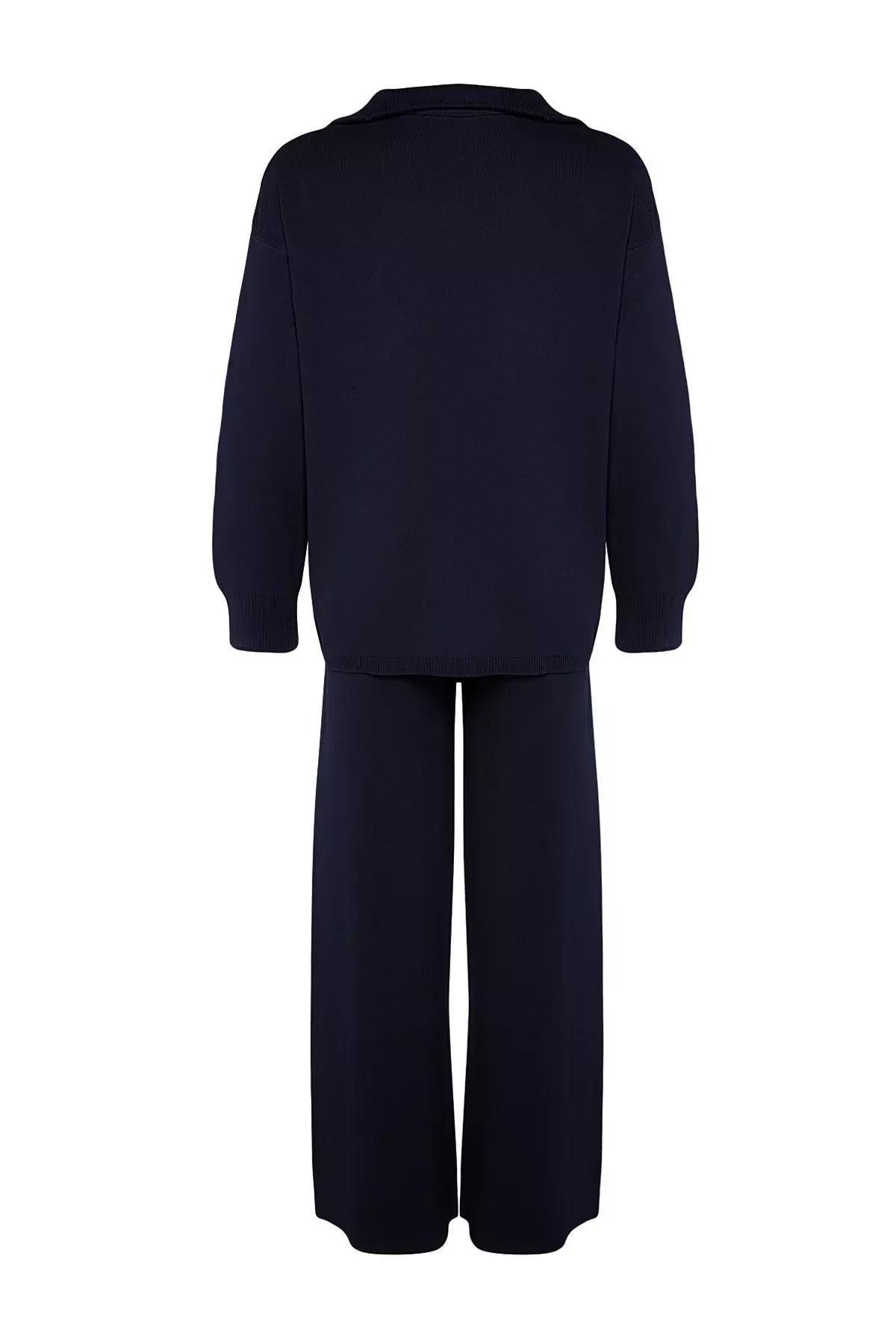 طقم متناسق من بلوزة مكشوفة الكتفين بقصة فضفاضة، كحلي, Navy blue, large image number 7