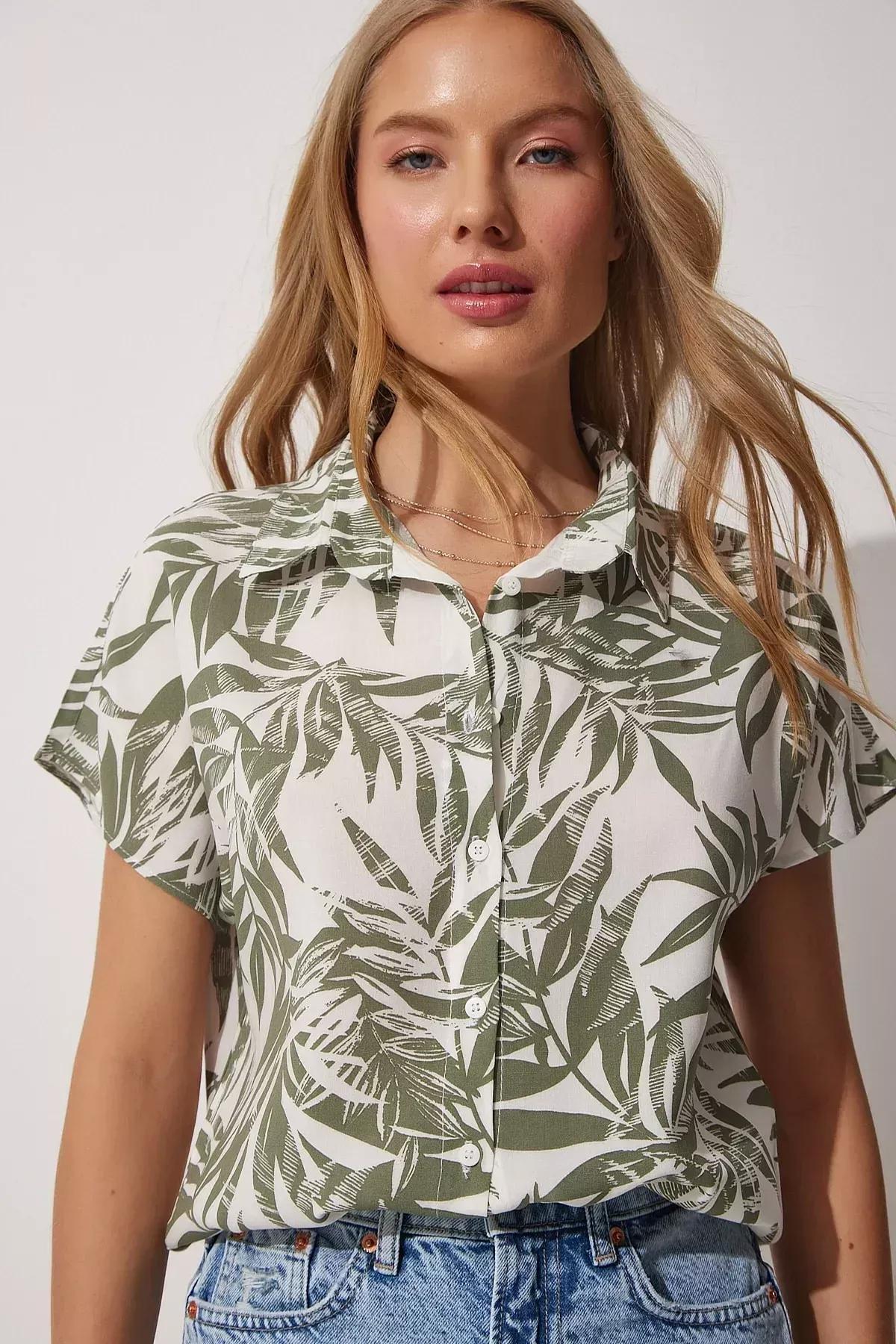 Green Printed Viscose Shirt, , large image number 0
