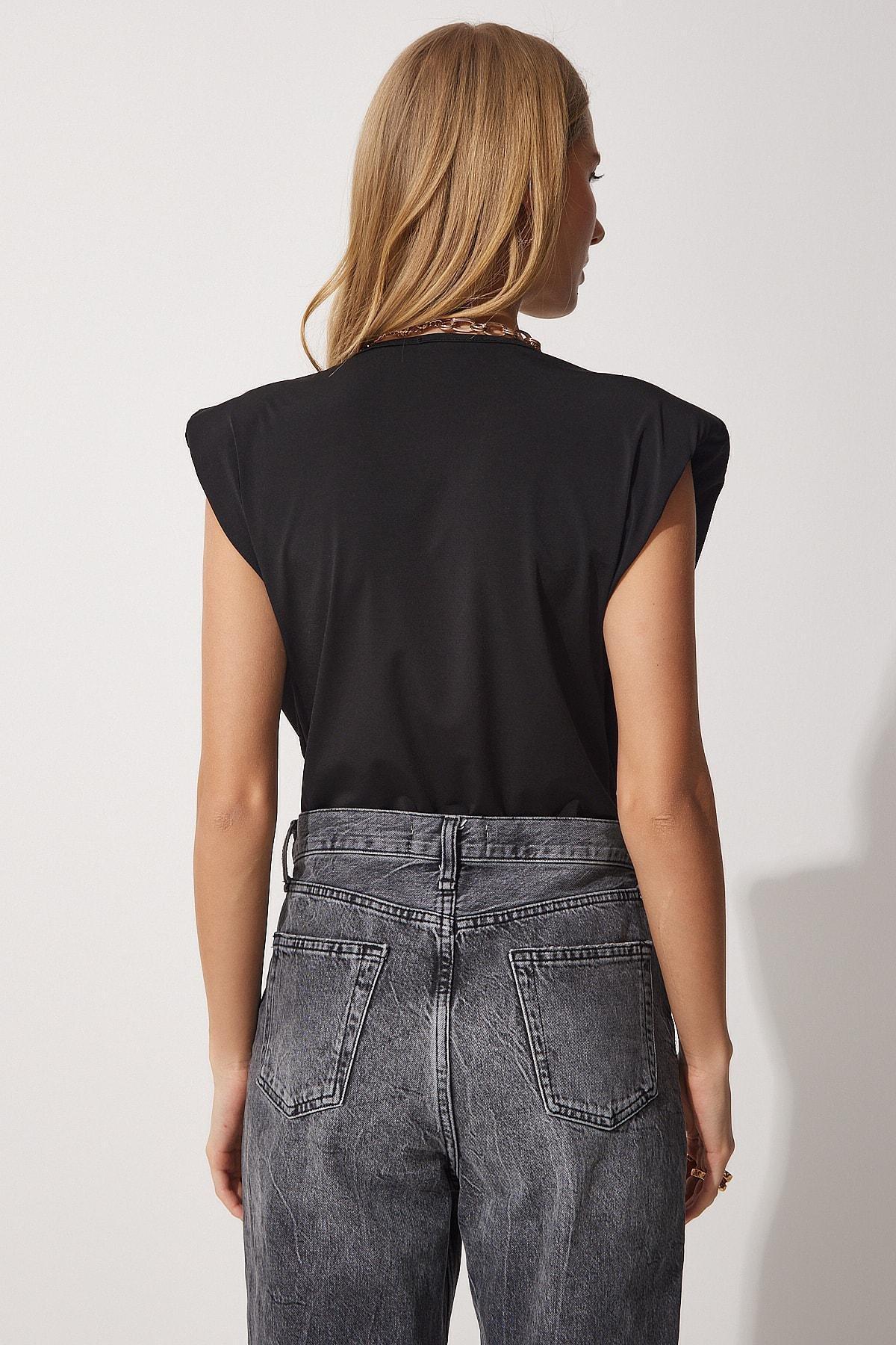 Black Wrapover Blouse, , large image number 4