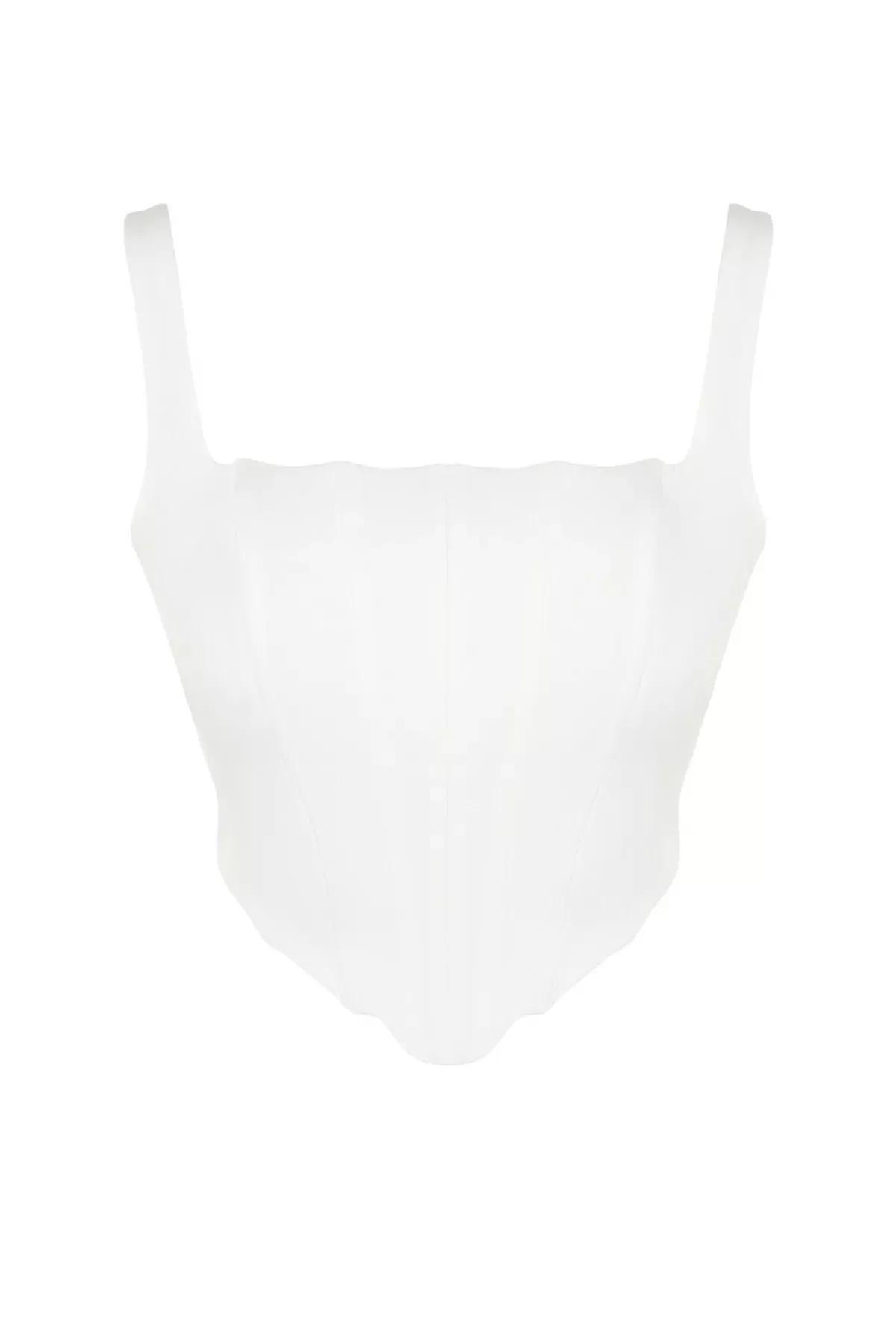 Ecru Square Collar Fitted Blouse, Ecru, large image number 5