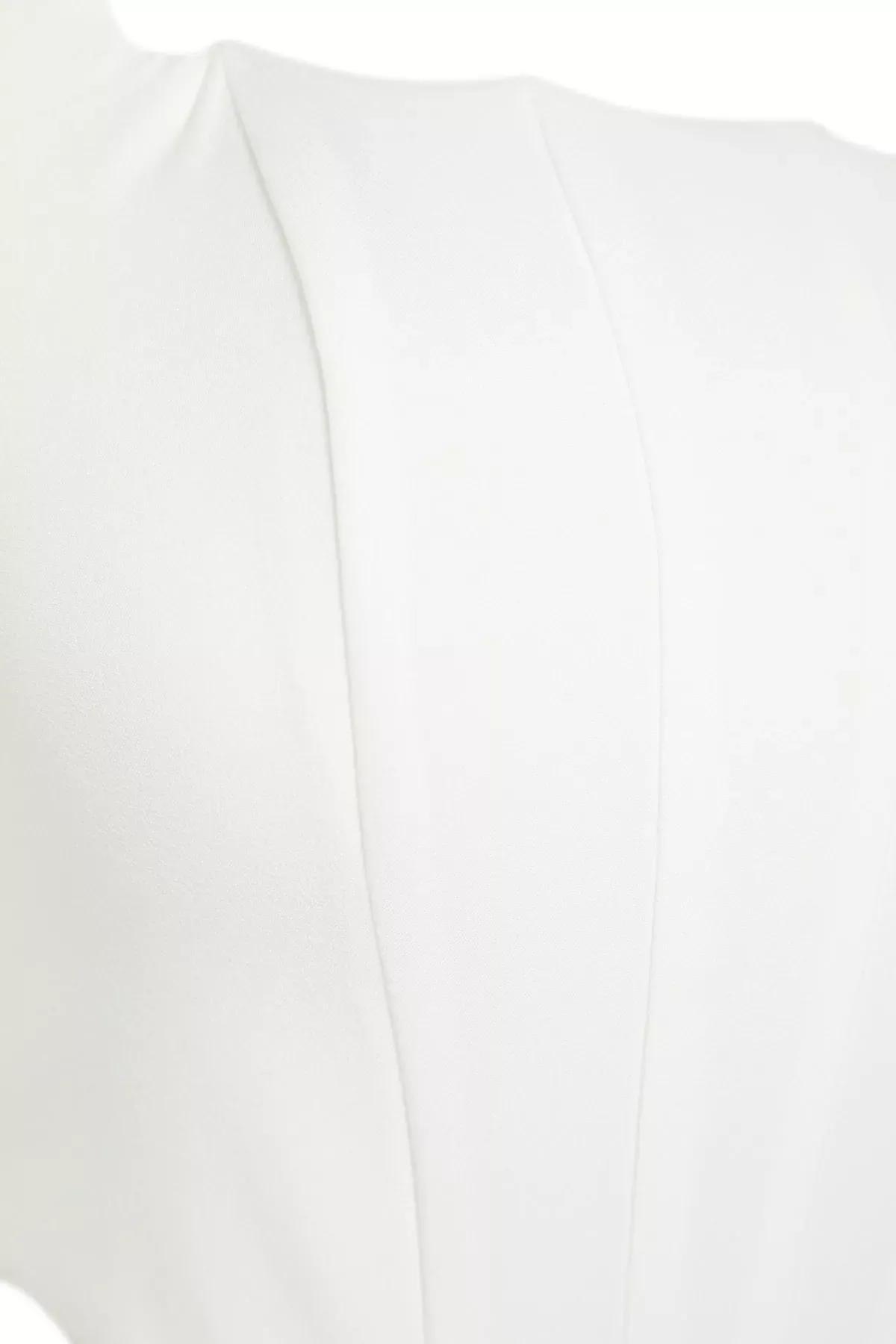 Ecru Square Collar Fitted Blouse, Ecru, large image number 6