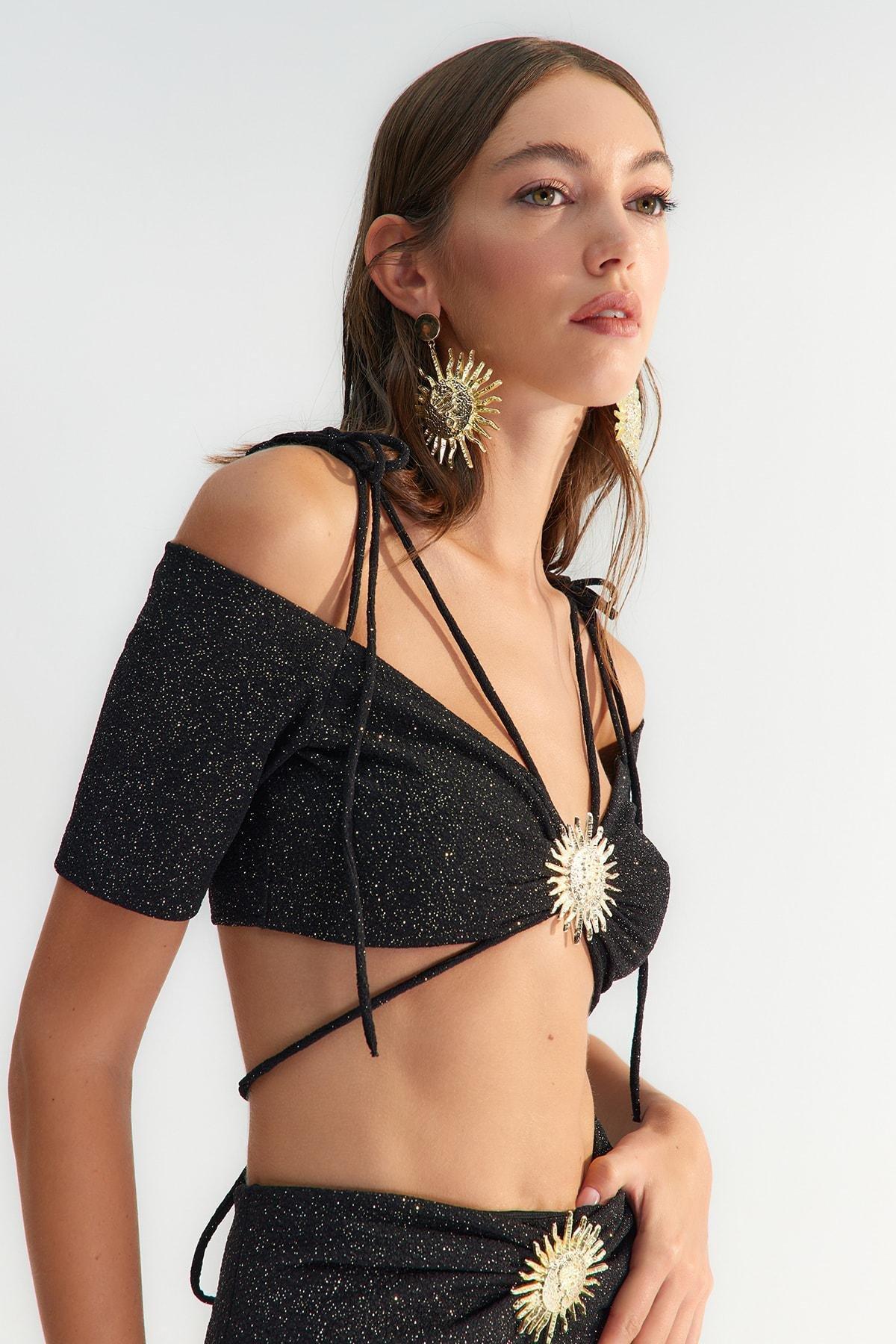 Black Plain Crop Top, , large image number 0