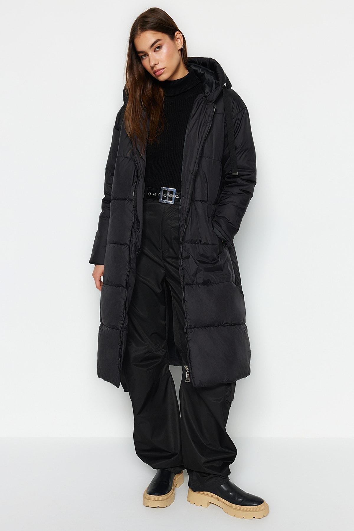 Black Puffer Hooded Jacket, , large image number 0