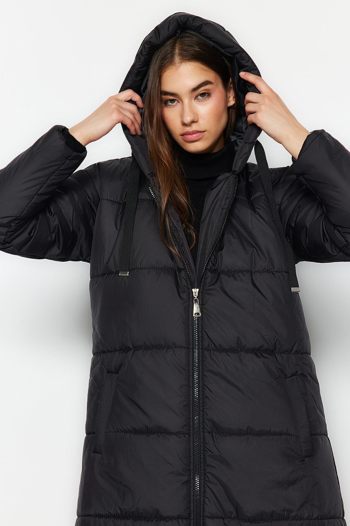 Black Puffer Hooded Jacket, , large image number 2