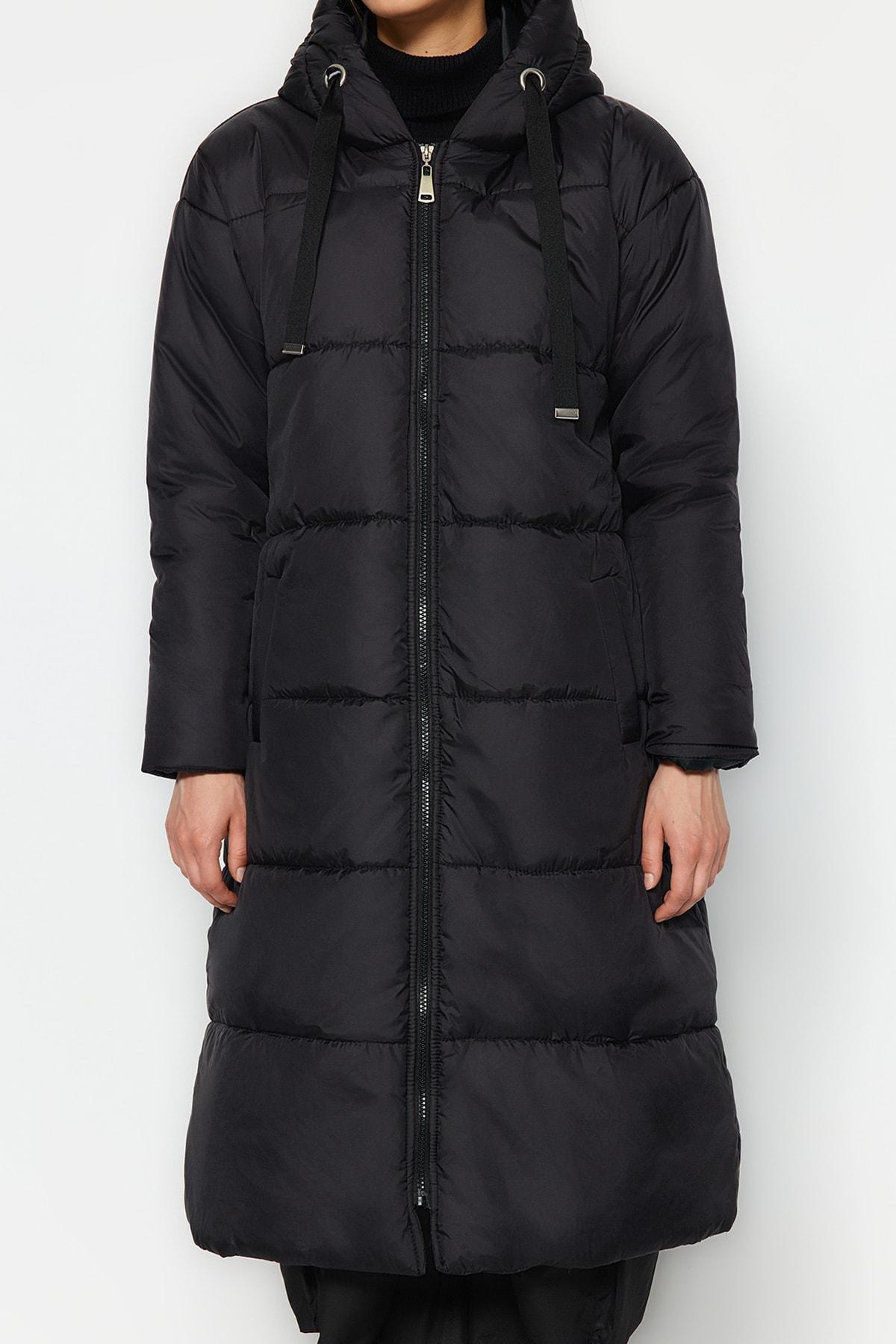 Black Puffer Hooded Jacket, , large image number 4