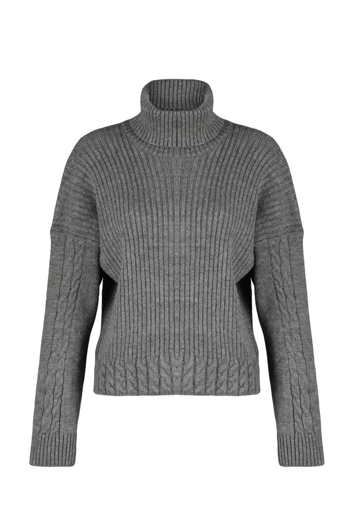 Grey d Turtleneck Knitwear Sweater, Anthracite, large image number 5