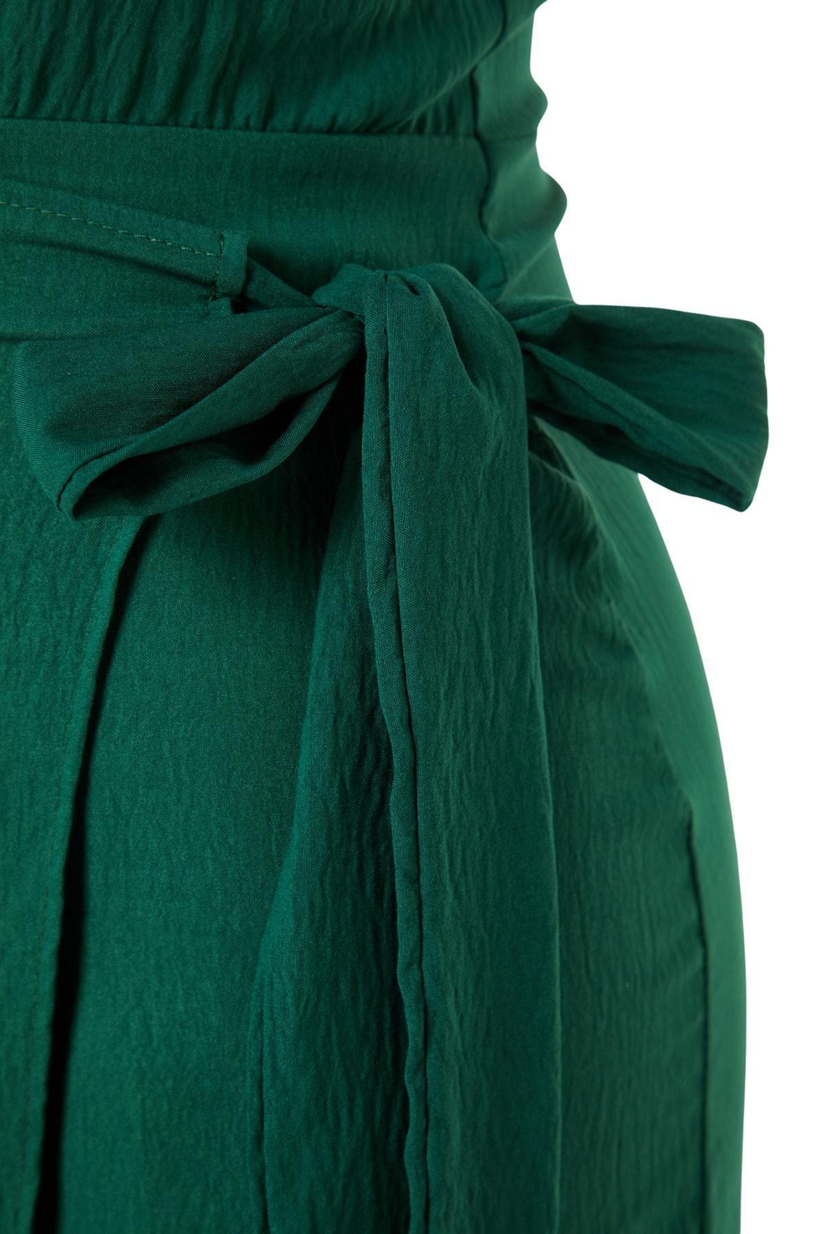 فستان بحمالات حول الرقبة بتصميم ملفوف، أخضر, Green, large image number 6
